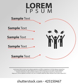 graduates throwing hats icon. people throwing graduation hat infographics template