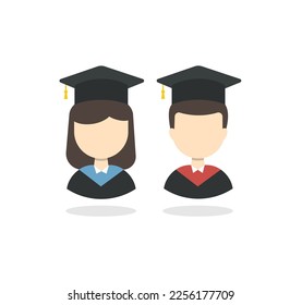 Graduates, women and men. Educational illustration. Vector. Icon.