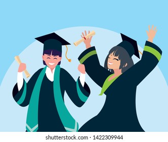 Graduating boy and girl student design