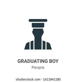 Graduating boy glyph icon vector on white background. Flat vector graduating boy icon symbol sign from modern people collection for mobile concept and web apps design.