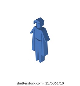 Graduating Boy isometric left top view 3D icon