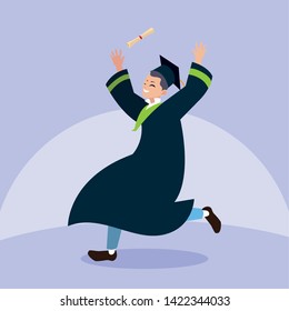 Graduating boy student in celebration design