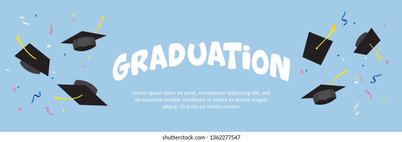 Graduating caps up in the air-vector illustrations