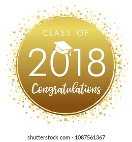 Graduating class of 2018 gold vector illustration. Class of 2018 design graphics for decoration with golden colored for design cards, invitations or banner. 2020, 2021, 2022 digits concept