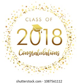 Graduating class of 2018 light vector illustration. Class of 2018 design graphics for decoration with golden colored for design cards, invitations or banner. 2020, 2021, 2022 digits round concept.