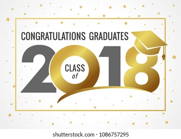 Graduating class of 2018 vector illustration. Class of 2018 light design graphics for decoration with golden colored for design cards, invitations or banner