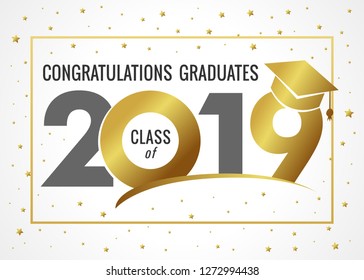 Graduating class of 2019 vector illustration. Class of 20 19 design graphics for decoration with golden and black colored for design cards, invitations or banner