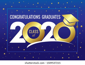 Graduating class of 2020 vector illustration. Class of 20 20 congratulations design graphics for decoration with golden colored for design cards, invitations or banner