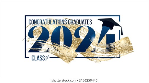 graduating class of 2024. graphics elements for t-shirts, and the idea for the sign or badge vector vector illustration