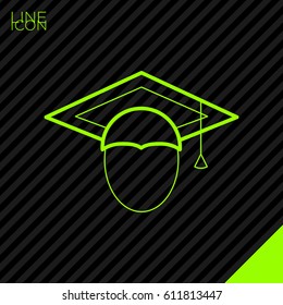 graduating hat line vector icon