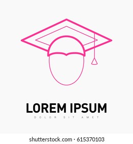 graduating hat line vector icon