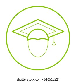 graduating hat line vector icon