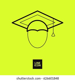 graduating hat line vector icon