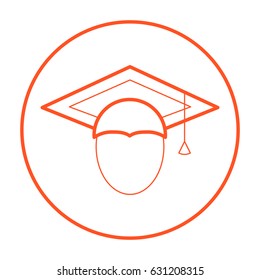 graduating hat line vector icon