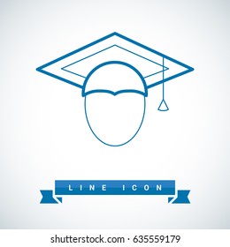 graduating hat line vector icon