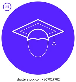graduating hat line vector icon