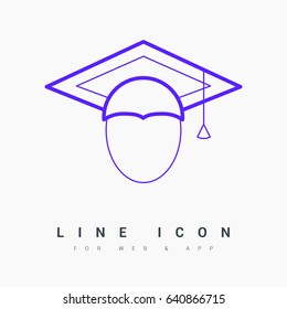 graduating hat line vector icon