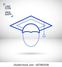 graduating hat line vector icon