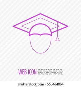 graduating hat line vector icon