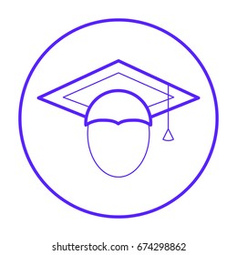 graduating hat line vector icon