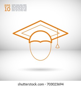 graduating hat line vector icon
