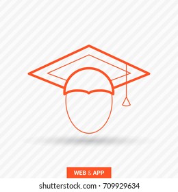 graduating hat line vector icon