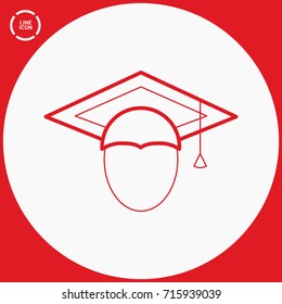 graduating hat line vector icon