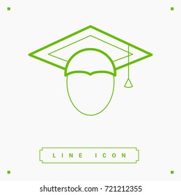 graduating hat line vector icon