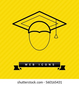 graduating isolated minimal icon. hat line vector icon for websites and mobile minimalistic flat design.
