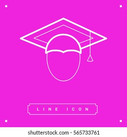 graduating isolated minimal icon. hat line vector icon for websites and mobile minimalistic flat design.