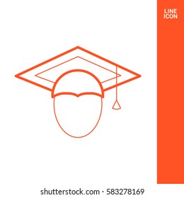 graduating isolated minimal icon. hat line vector icon for websites and mobile minimalistic flat design.