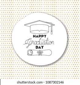 graduating lettering card with hat graduation