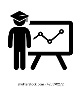 graduating presentation student icon on white background