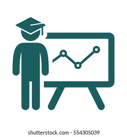 graduating presentation student icon on white background
