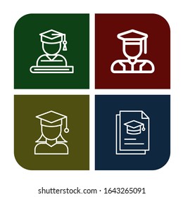 graduating simple icons set. Contains such icons as Graduate, Graduated, Graduation, can be used for web, mobile and logo