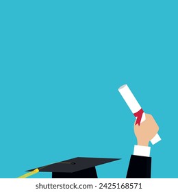 Graduating Student Holding a Degree Flat Illustration.	
