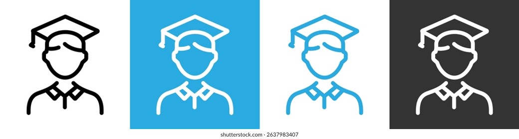 Graduating student icon. Toga hat, graduation. Education and academic goals. Graduating university. Vector