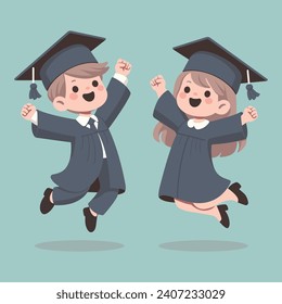 Graduating students jumping with joy