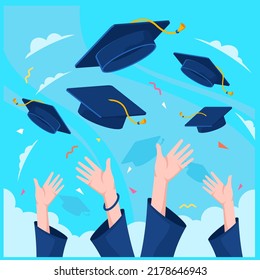 Graduating Students Pupil Hands Gown Throwing Stock Vector (Royalty ...