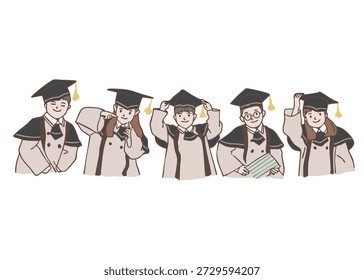 Estudiantes graduados con gorras escolares