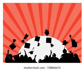 Graduating Students Throwing Caps in The Air