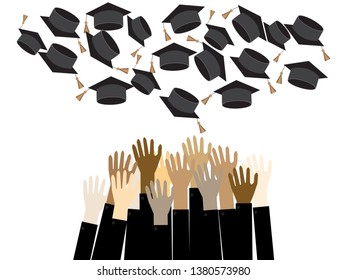 Graduating students vector on white background.