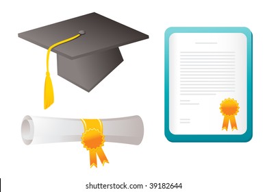 graduating vector elements isolated on white, school theme