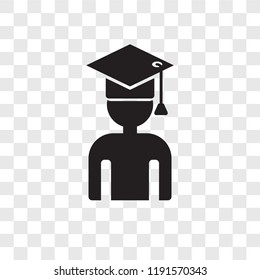 Graduating vector icon isolated on transparent background, Graduating transparency logo concept