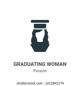 Graduating woman glyph icon vector on white background. Flat vector graduating woman icon symbol sign from modern people collection for mobile concept and web apps design.