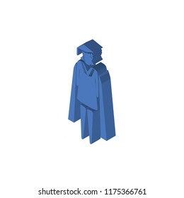 Graduating Woman isometric left top view 3D icon