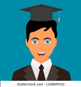 Graduating young man in flat style vector