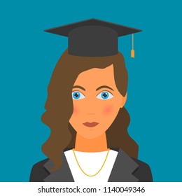 Graduating young woman in flat style vector