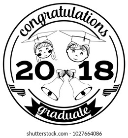 Graduation of 2018 design template.   Congratulations graduate lettering. Vector illustration.