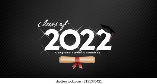 Graduation 2022 Vector text 3D gold design, congratulation event, T-shirt, party, high school or college graduate. Lettering for greeting, invitation card